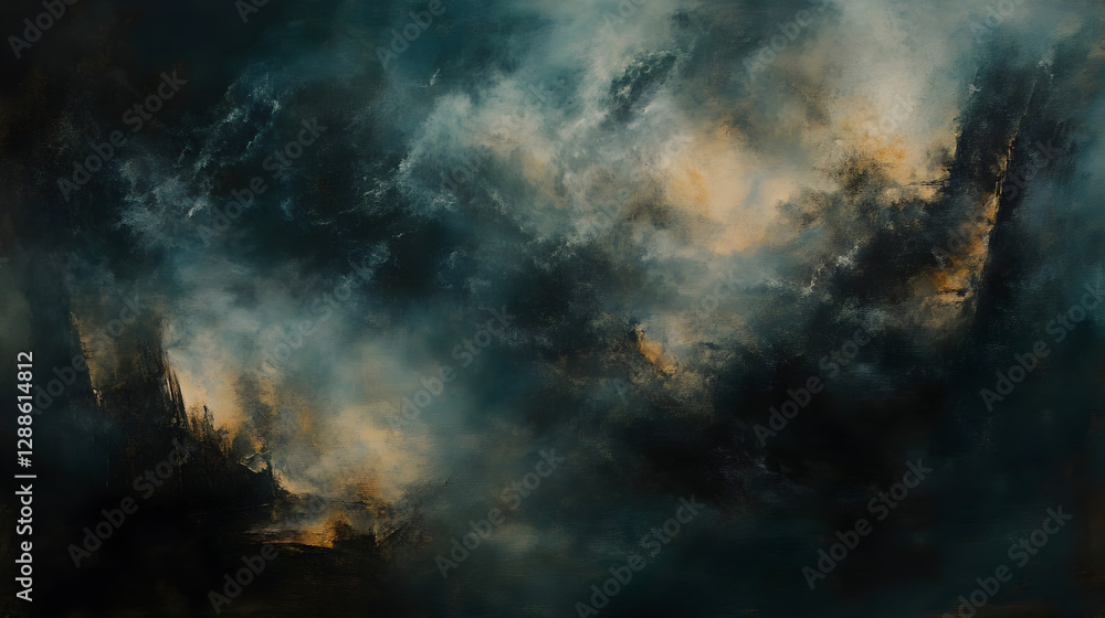 Naklejka premium moody smoke swirling with a sense of mystery, creating a rich, layered texture with a heavy, atmospheric presence 