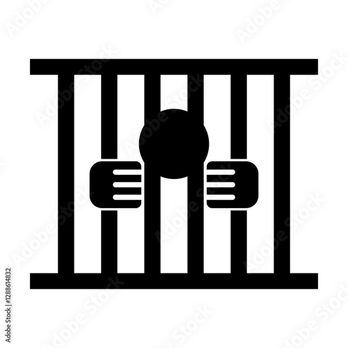 Prisoner and prison silhouette. Vector.
