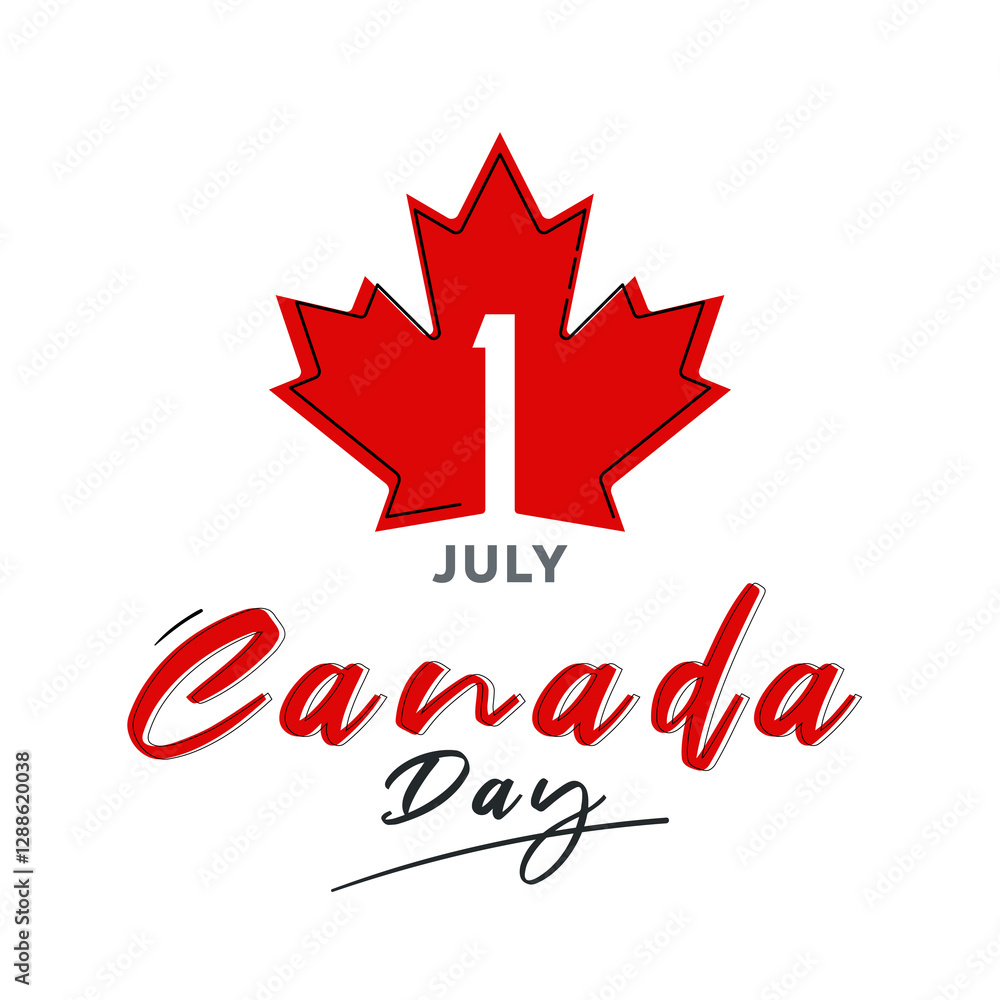 Canada day celebration, July 1st. Happy Canada day. Great day celebration event. Template design with red maple leaf symbol ornament Canada day celebration, July 1st. Happy Canada day. Great day celebration event. Template design with red maple leaf symbol ornament