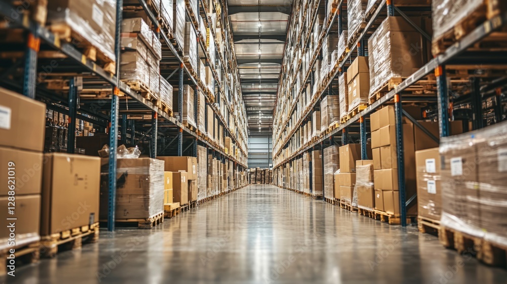 custom made wallpaper toronto digitalSpacious Warehouse Aisle with Stacked Boxes and Pallets