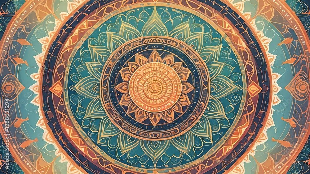 Fototapeta premium 光輝くデジタルマンダラ|Luminous Digital Mandala