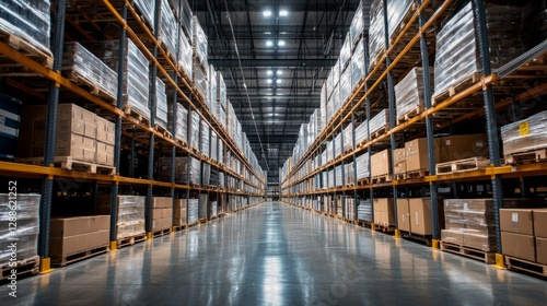 Wallpaper Mural Vast Warehouse Interior with Organized Pallet Racks and Aisles Torontodigital.ca