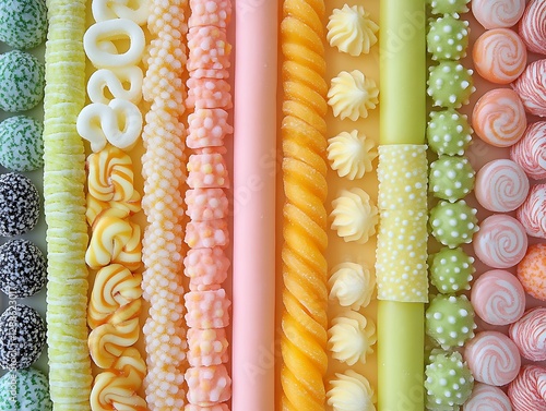 Colorful Candy Stripes on Yellow Background