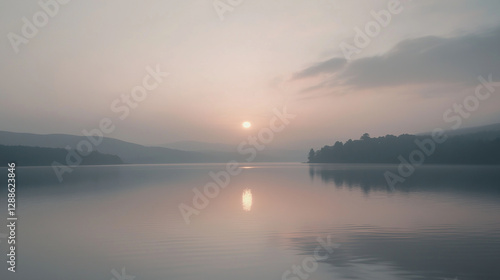 Wallpaper Mural A peaceful and serene sunrise over a calm landscape. Perfect for themes related to tranquility, nature, and morning inspiration Torontodigital.ca