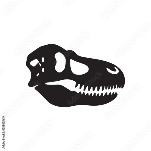 Dinosaur skull silhouette vector flat illustration design on white background.