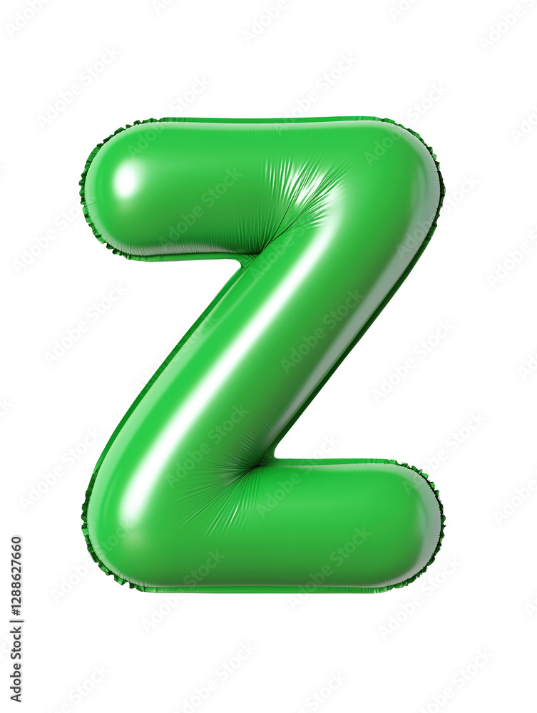 green inflatable 3d “Z” letter made of glossy latex on transparent background, png green inflatable 3d “Z” letter made of glossy latex on transparent background, png