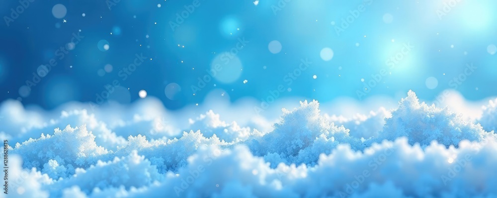 Obraz premium Rows of sparkling ice crystals against a bright blue sky, snowflake, frost