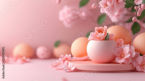 Wallpaper Mural Delicate Pink Floral Arrangement in Modern Decor with Soft Textures and Shapes Torontodigital.ca