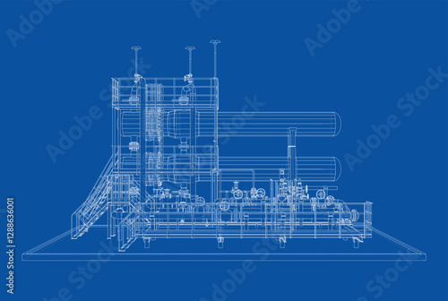 Petroleum heater exchanger. Vector rendering of 3d