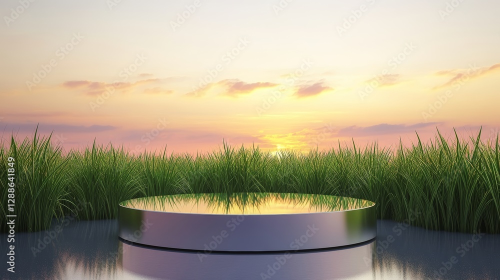Savanna Sunset Podium: Grass and Sky Display Savanna Sunset Podium: Grass and Sky Display