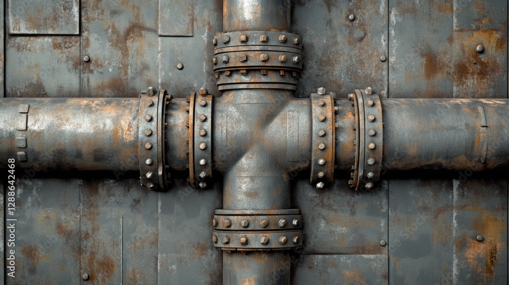 Industrial Pipeline Cross: Seamless Rust Texture Industrial Pipeline Cross: Seamless Rust Texture
