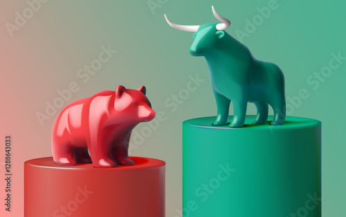 Bull and Bear Market Concept — Stock Market Trends and Financial Competition