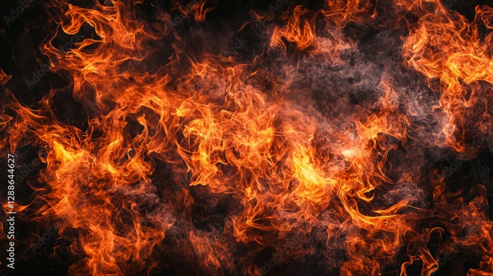 Vibrant Flames Dance in Dark Background Creating Intense Energy Vibrant Flames Dance in Dark Background Creating Intense Energy