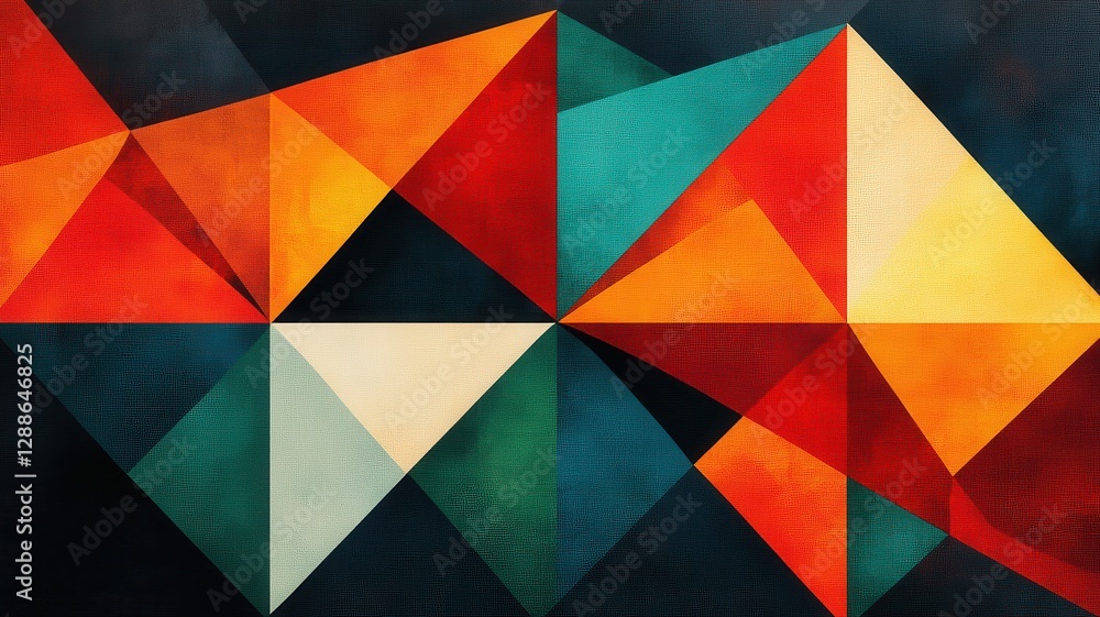 Fototapeta premium Abstract composition of sharp polygonal shapes embedded with smooth gradients, blending geometric precision with fluid color transitions