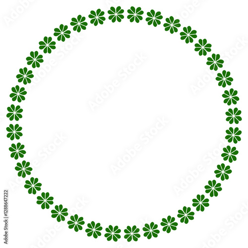 Round frame of abstract green clover leaves isolated on a transparent background. Perfect for St. Patrick's Day designs and holiday decorations. High quality vector illustration
