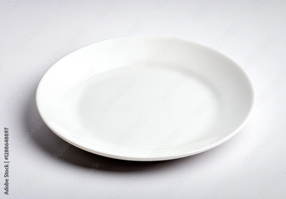 Simple White Ceramic Plate on White Background Simple White Ceramic Plate on White Background