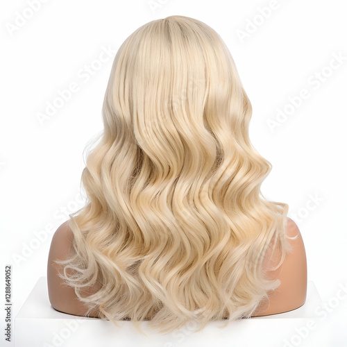 Blonde hair wig on a white isolated background