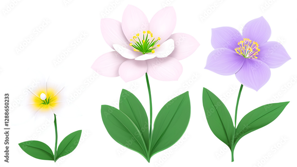 Fototapeta premium spring flowers on white background
