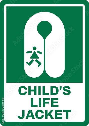 emergency and first aid safety signs v2 uppercase text_child's lifejacket_portrait size a4/a3/a2/a1	 
