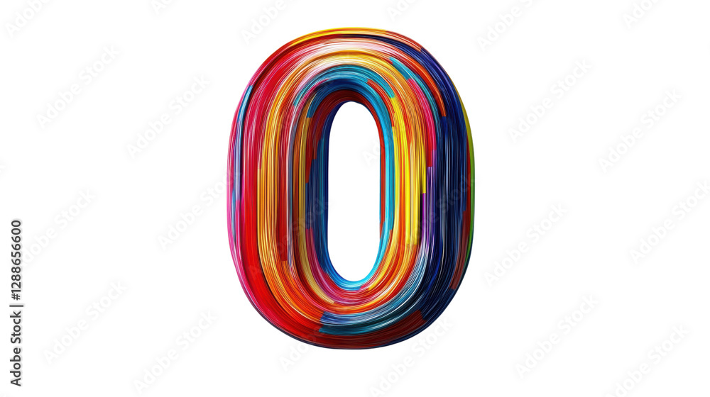 Colorful number zero, white isolate background Colorful number zero, white isolate background