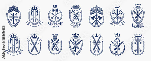 Weapon logos big vector set...
