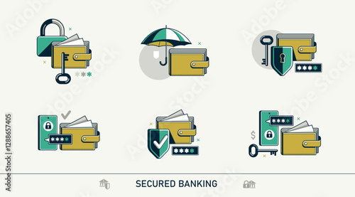 Secured banking vector deta...