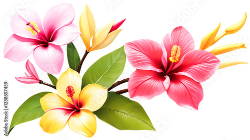 frangipani flowers on white background