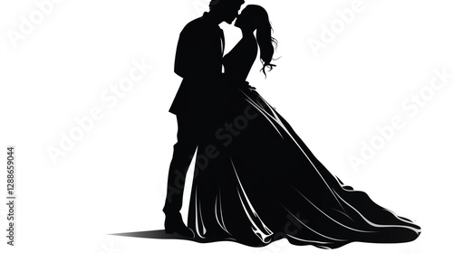 Man hugs woman, sweet couple silhouette, couple standing together

