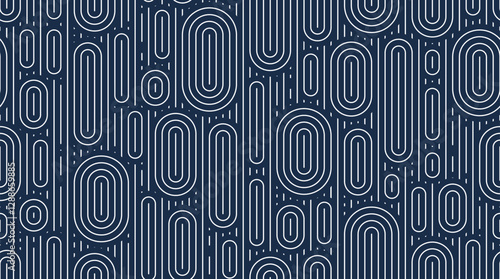 Funky lines seamless pattern, vector abstract geometric background with parallel and curvy lines, Asian style tiling wallpaper.