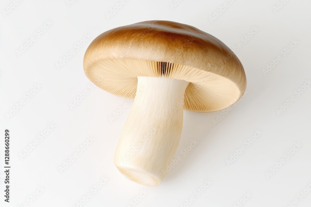 Smooth mushroom with light brown cap and white stem showcases na Smooth mushroom with light brown cap and white stem showcases na
