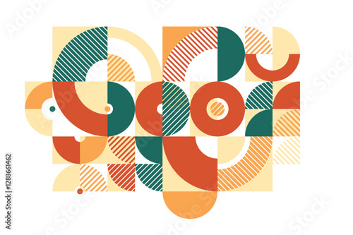 Ethnic abstract geometric background, ceramic look like colors traditional tribal motif, modular mosaic tiles pattern.