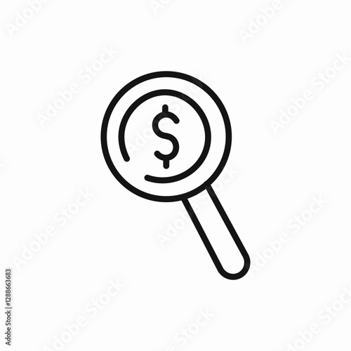 magnifying glass with money icon vector sign