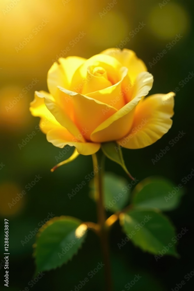 Delicate yellow rose petals unfolding in warm sunlight, yellow rose, orton effect Delicate yellow rose petals unfolding in warm sunlight, yellow rose, orton effect
