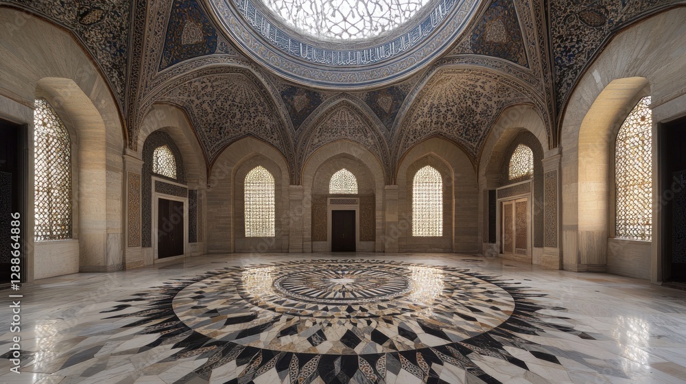 Obraz premium Ornate Palace Interior Sunlight Marble Floor