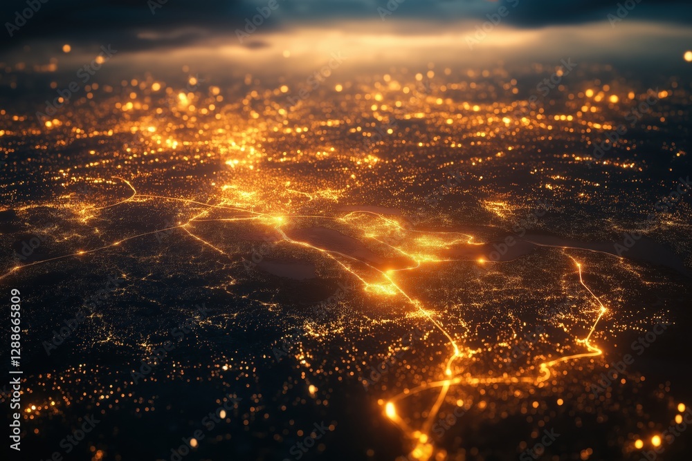 Aerial View of Vast Power Grid Network Stretching Beneath a Dramatic Sky Aerial View of Vast Power Grid Network Stretching Beneath a Dramatic Sky