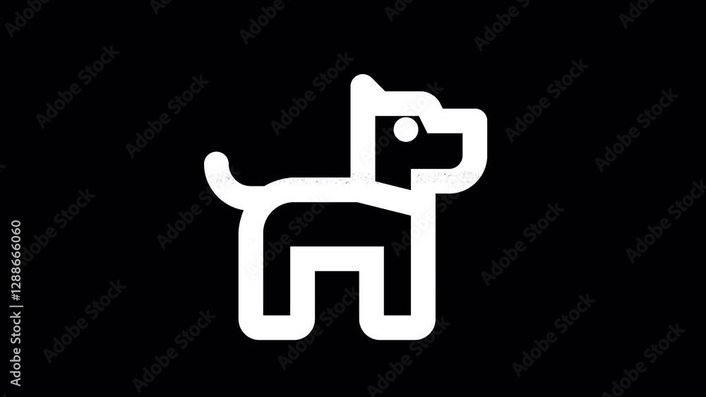 Icon dog is distorted. Glitch. Noise, chromatic aberration, geometric distortion. Transparent background, looped. In-Out looped. Alpha BW at the end Icon dog is distorted. Glitch. Noise, chromatic aberration, geometric distortion. Transparent background, looped. In-Out looped. Alpha BW at the end