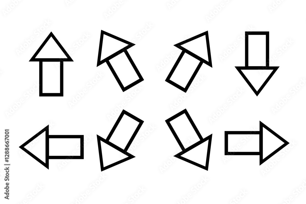 Navigational Arrows, Detailed Outline Icons Navigational Arrows, Detailed Outline Icons