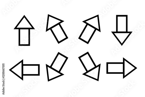 Navigational Arrows, Detailed Outline Icons