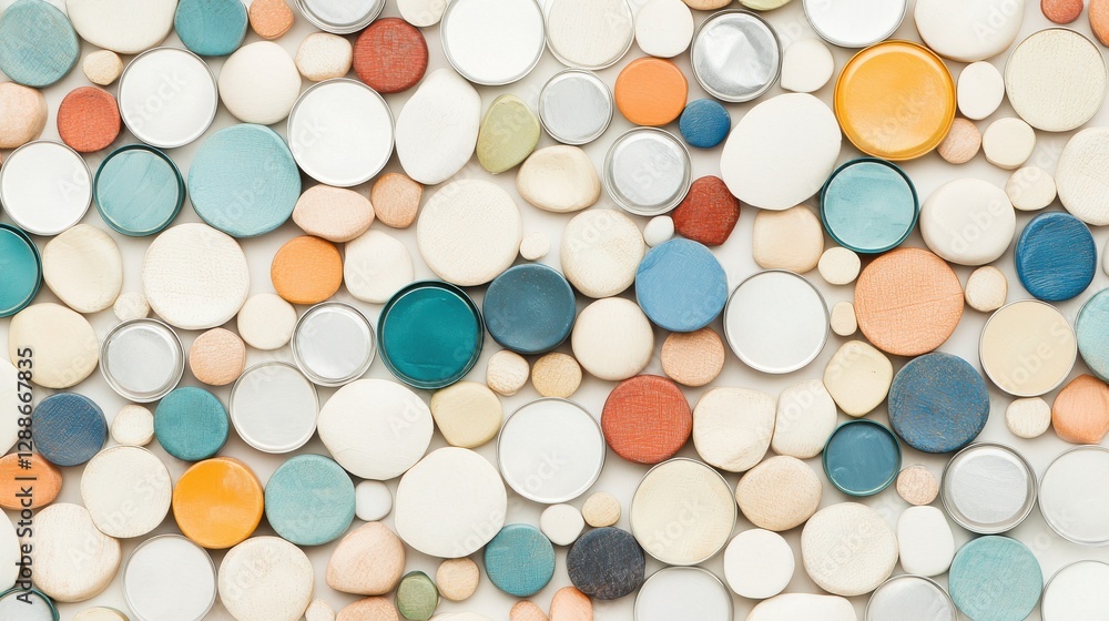 A colorful arrangement of circular shapes, featuring various sizes and hues, creating a visually appealing and textured pattern. A colorful arrangement of circular shapes, featuring various sizes and hues, creating a visually appealing and textured pattern.