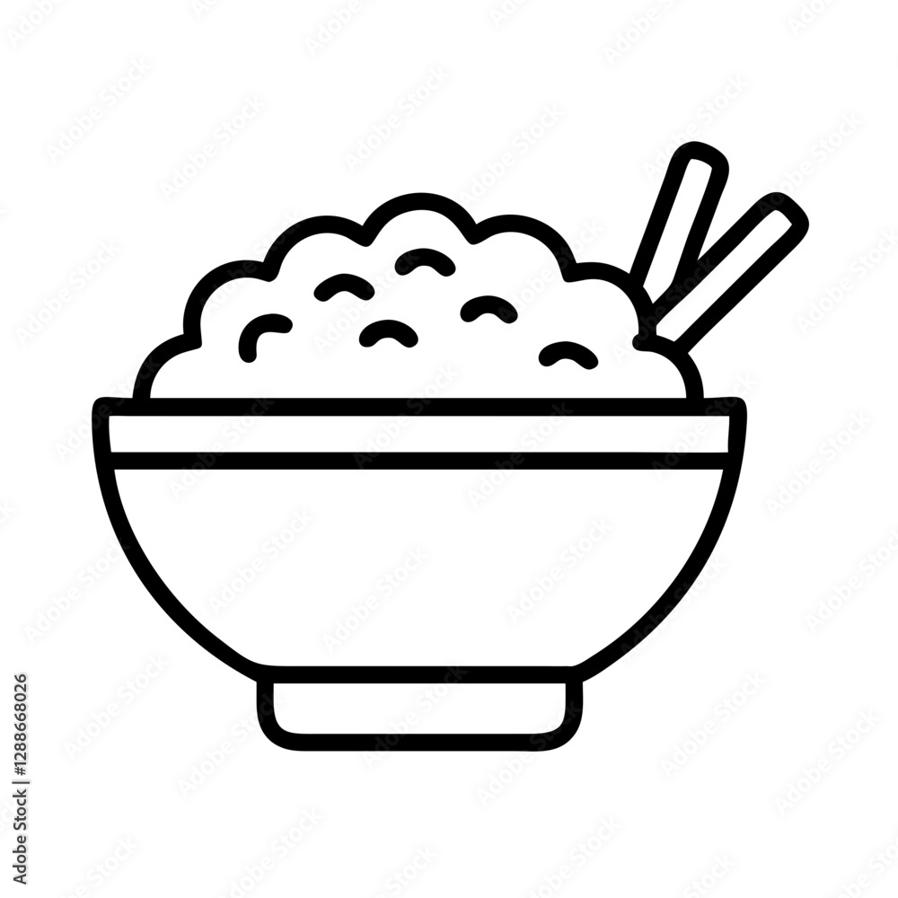 rice bowl icon, rice bowl line art - simple line art of rice bowl, perfect for rice bowl logos and icons rice bowl icon, rice bowl line art - simple line art of rice bowl, perfect for rice bowl logos and icons