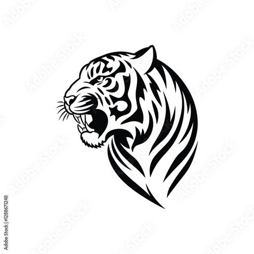 Tiger Head Silhouette Vector Design.