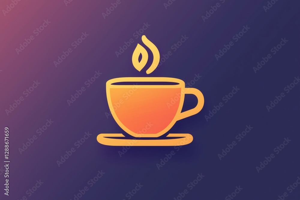 Obraz premium Minimalist illustration of a steaming cup of coffee.