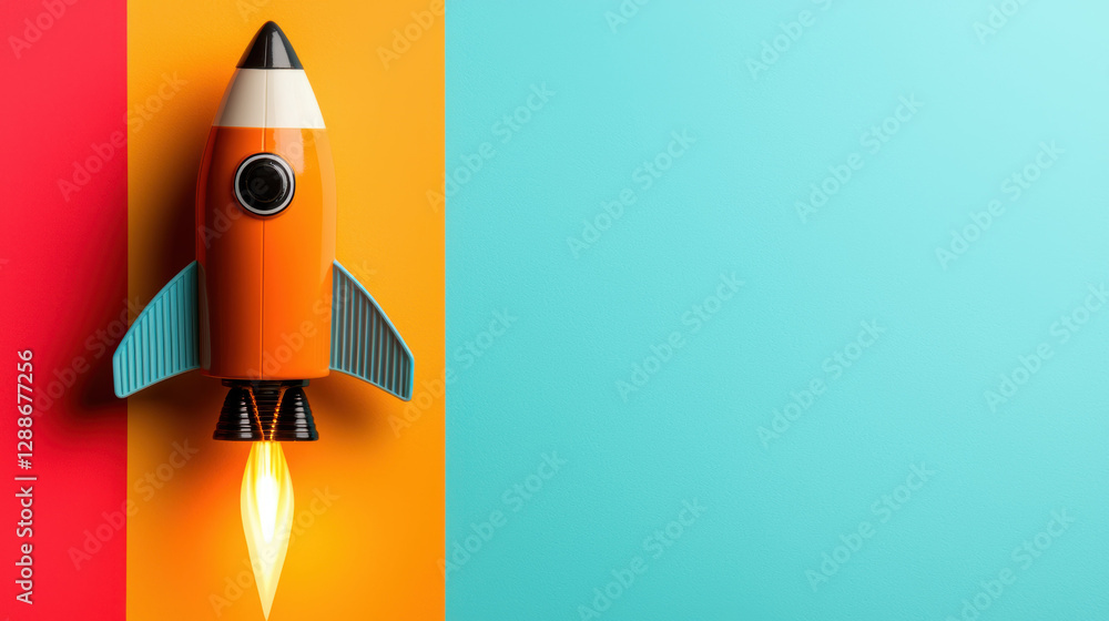 vibrant rocket toy silhouette against colorful background evokes excitement and adventure vibrant rocket toy silhouette against colorful background evokes excitement and adventure