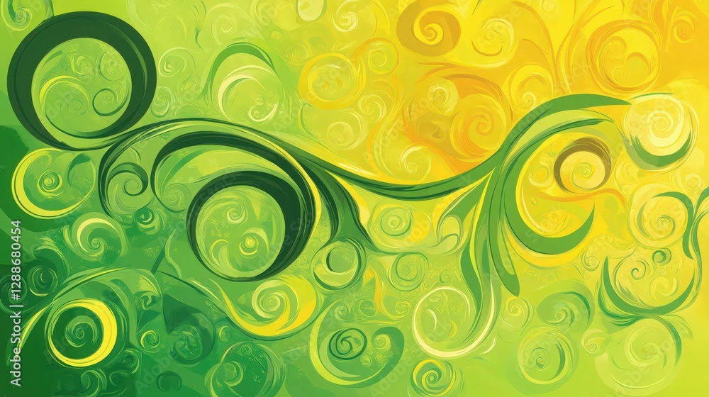 Abstract Green and Yellow Swirls Background with Organic and Natural Feel Abstract Green and Yellow Swirls Background with Organic and Natural Feel