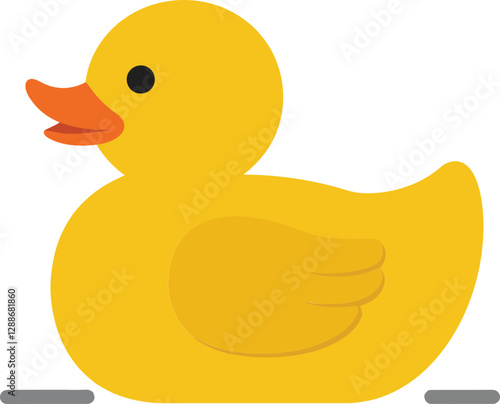 Cute yellow rubber duck in minimal flat design vector art