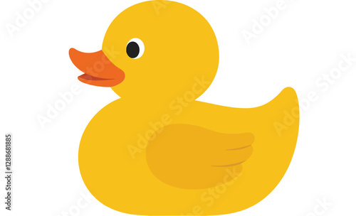 Cute yellow rubber duck in flat design with simple shapes and colors vector illustration