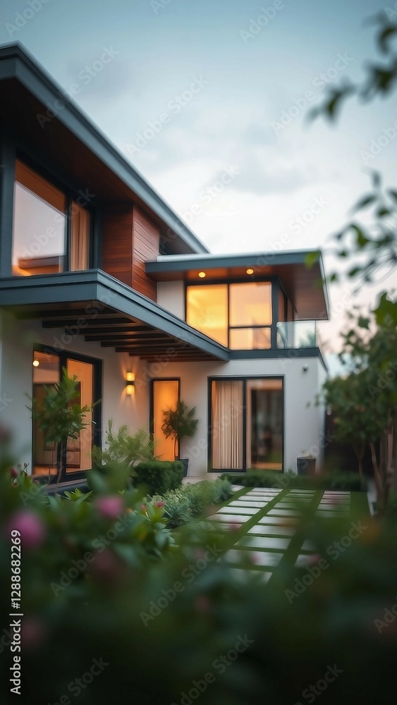 Modern house with garden vertical Modern house with garden vertical