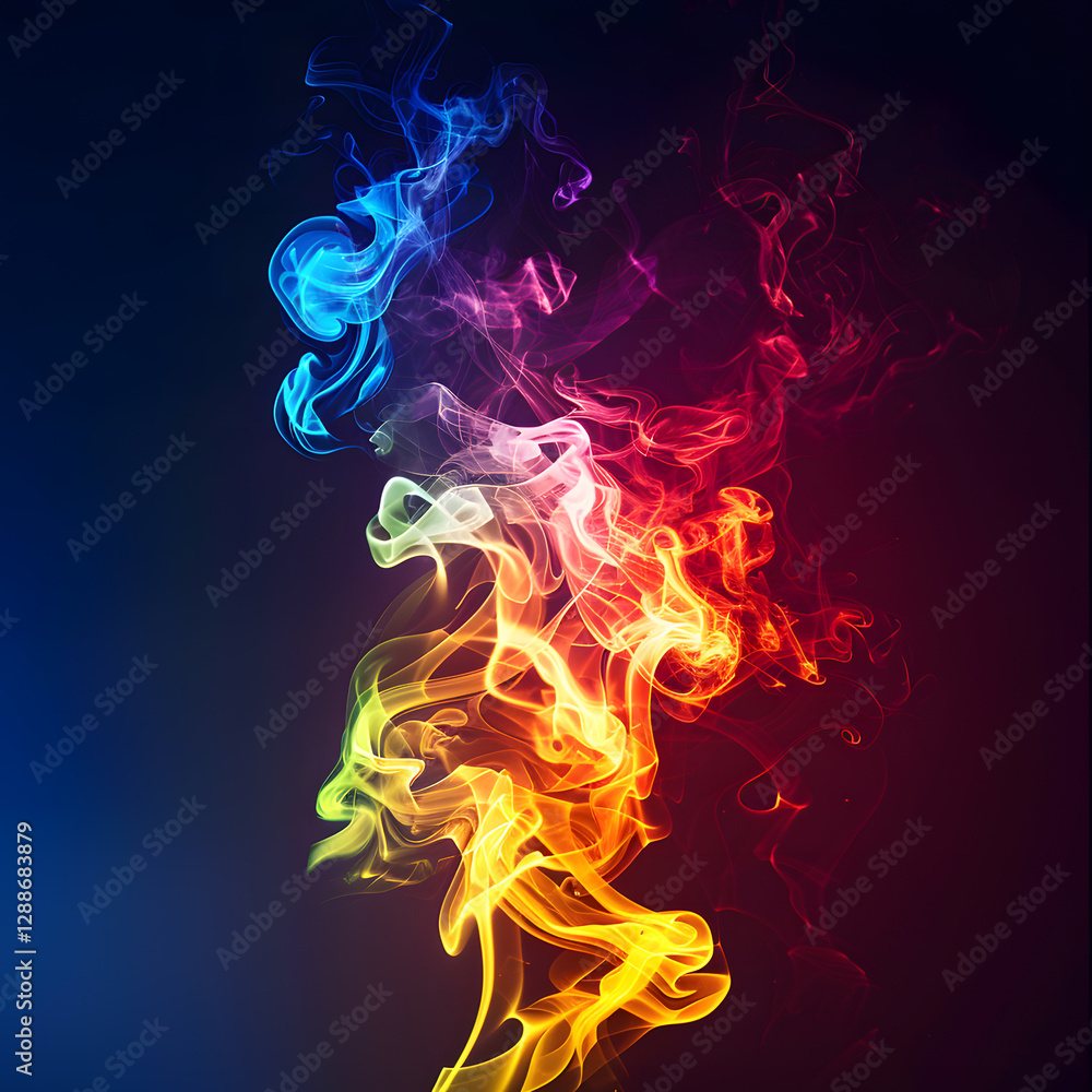Colorful Smoke Swirl on Dark Background Colorful Smoke Swirl on Dark Background
