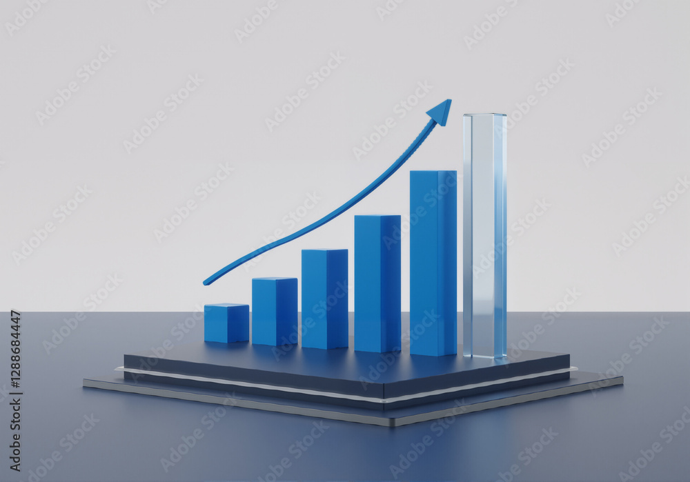 Digital 3D Stock Market Analysis with Growth Charts and Financial Investment Data for Business and Trading Insights Digital 3D Stock Market Analysis with Growth Charts and Financial Investment Data for Business and Trading Insights