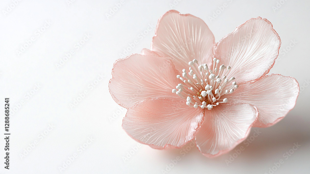 A delicate pink cherry blossom positioned on the right A delicate pink cherry blossom positioned on the right